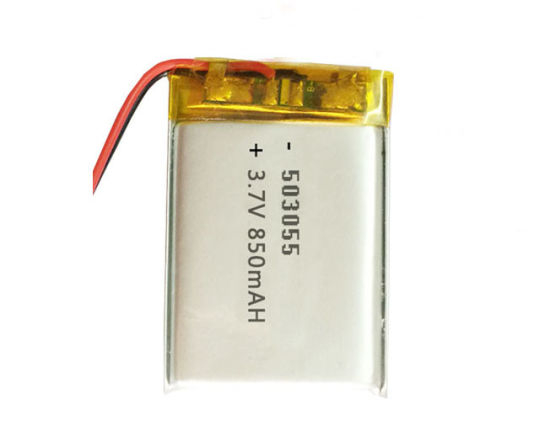 Célula de bateria de polímero de íon de lítio recarregável de 3,7 V 850mAh bateria lipo 503055 com PCM e fio