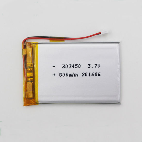 Célula de bateria de polímero de íon de lítio recarregável de 3,7 V 500 mAh bateria Lipo 303450