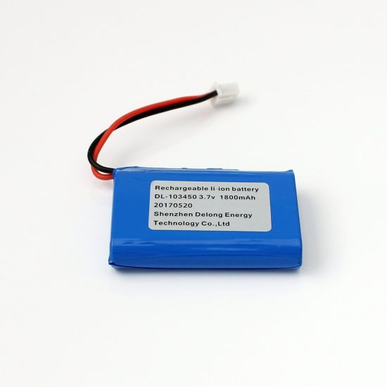 Bateria recarregável de 3,7 V 1800mAh 103450 alumínio Shell de íon de lítio com conector Jst