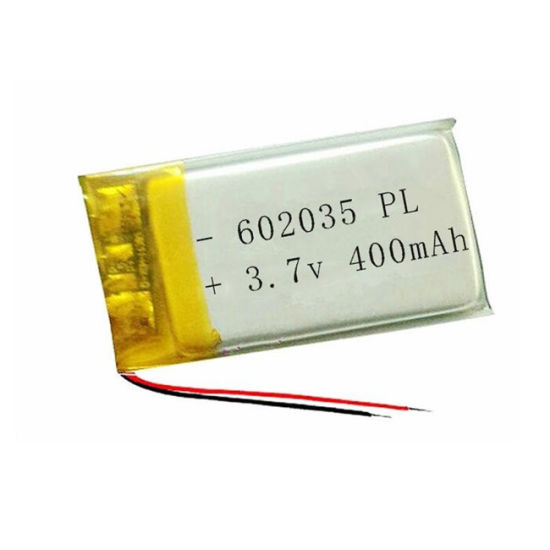 Bateria recarregável de polímero de lítio 602035 3,7V 400mAh com PCM