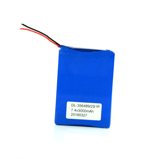 Bateria de polímero de lítio recarregável de 7,4 V 3000 mAh com PCM e fios