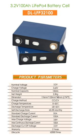 Bateria LiFePO4 24V 100ah para armazenamento solar RV / Caravana off-grade Aplicações Bateria recarregável BMS embutido